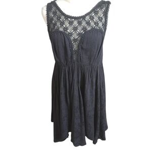 Free People Black Crochet Top Mini Dress